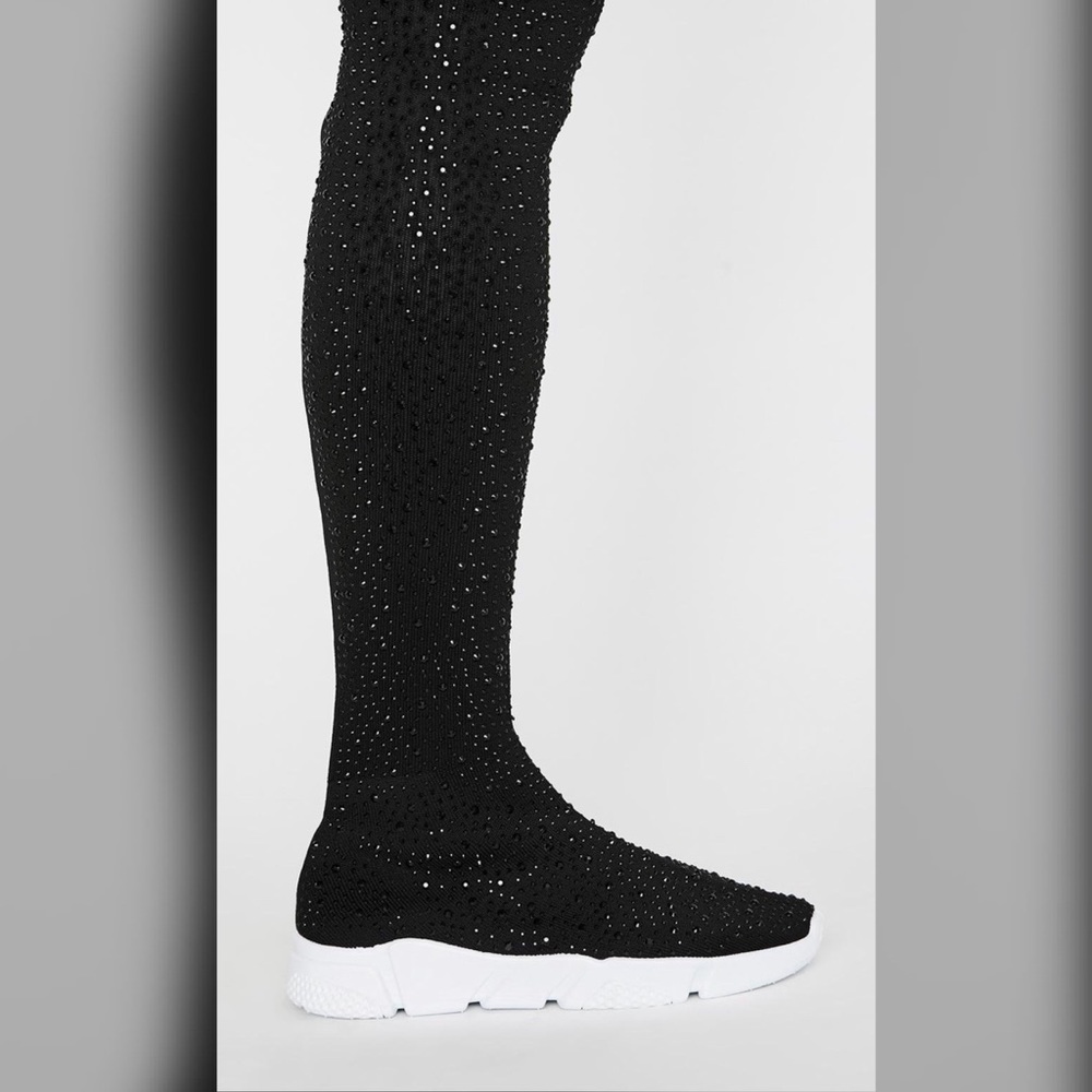 Long Rhinestone Sock Sneakers
